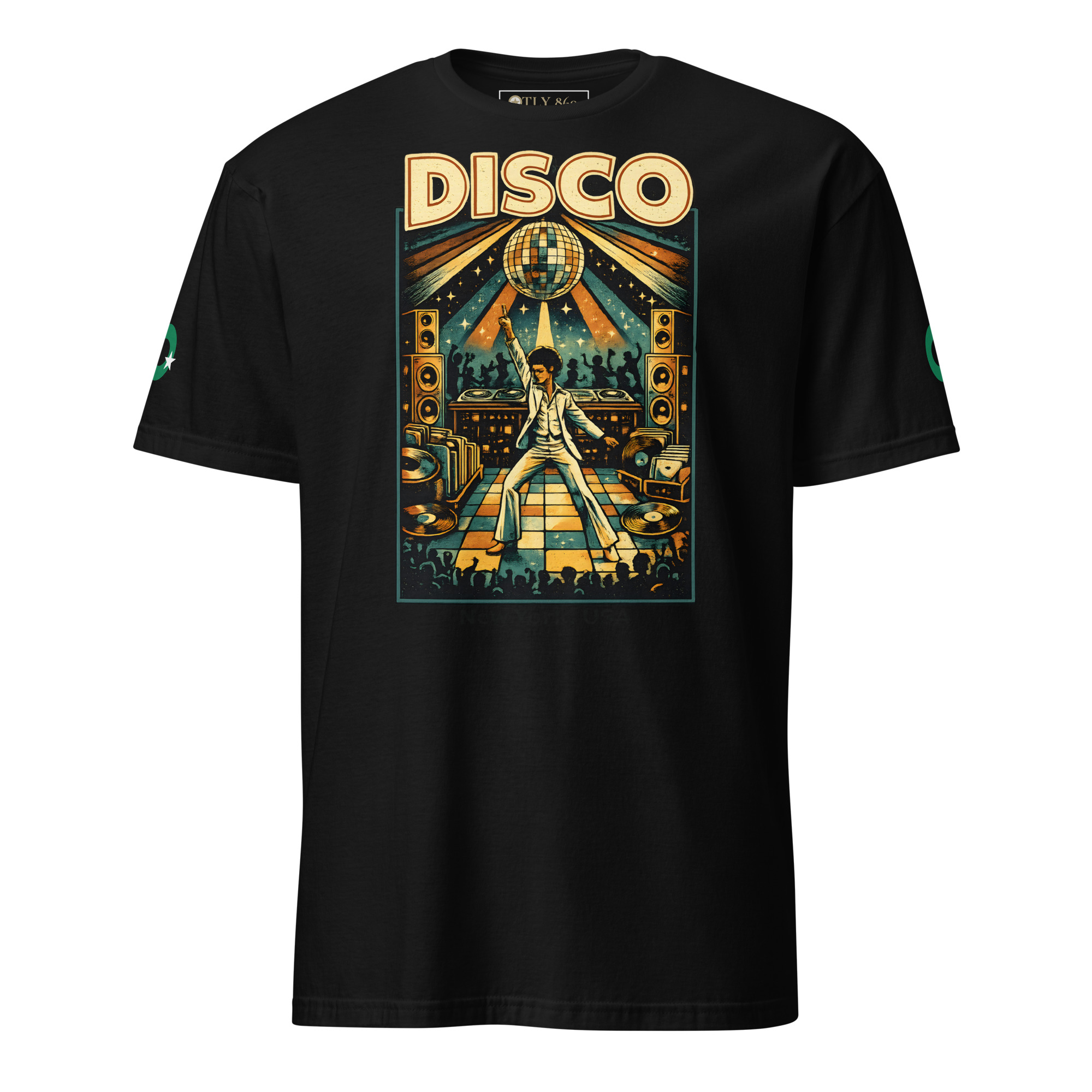 unisex-basic-softstyle-t-shirt-black-front-69af085c9ac99.jpg OTLY 869 – Disco Tee - Image 1